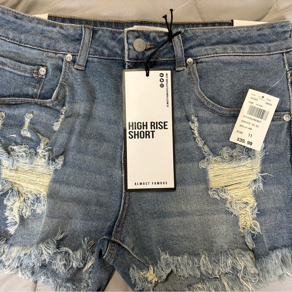 Almost Famous Distressed Denim High Waist Shorts